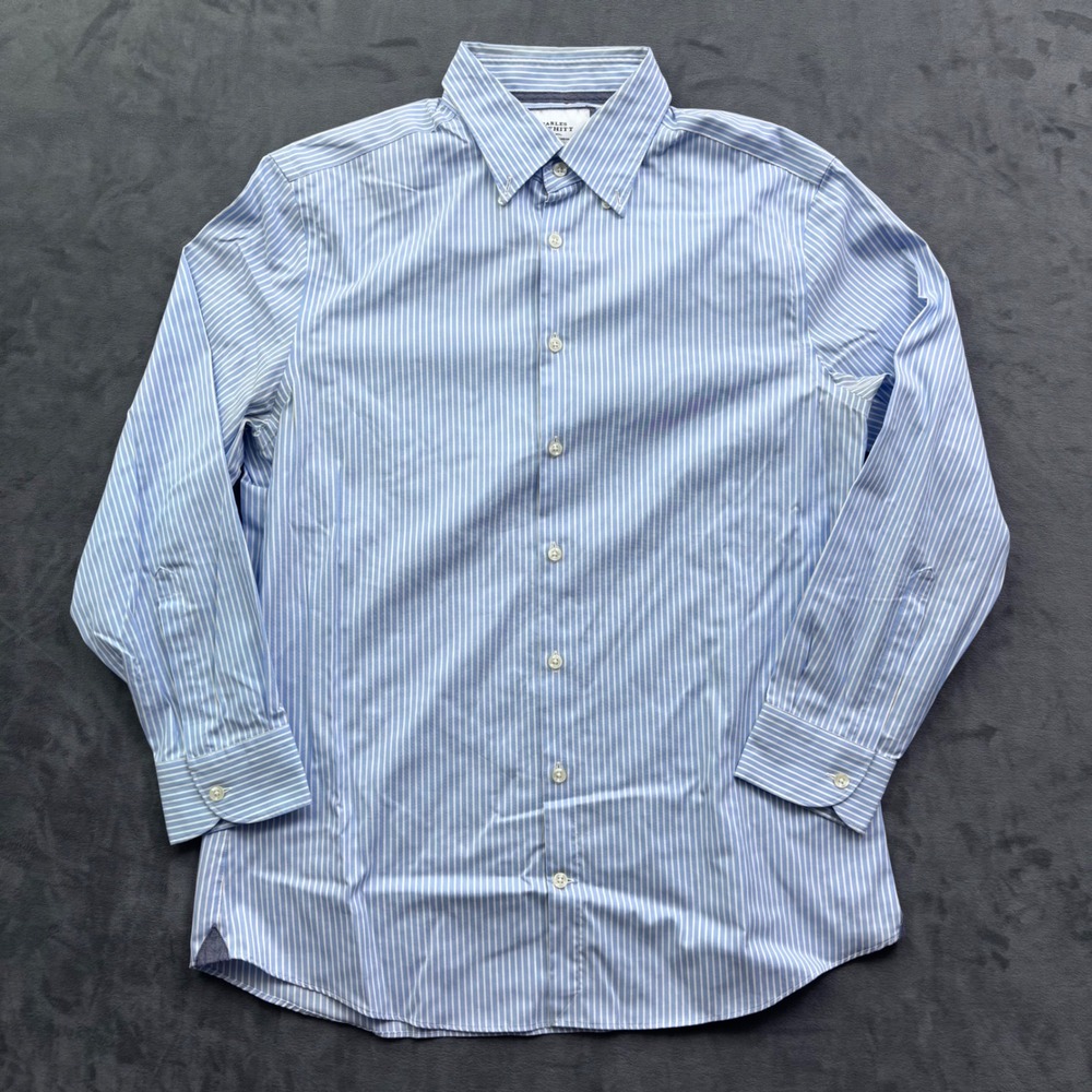 Charles Tyrwhitt Mens Blue White Striped Non-Iron Extra Slim Fit Shirt 16.5/33